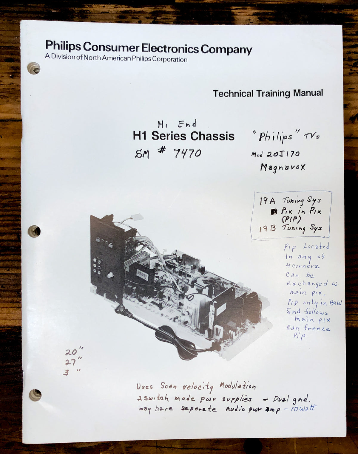 Magnavox Philco Sylvania H1 Series Chassis TV  Technical Training Manual *Orig