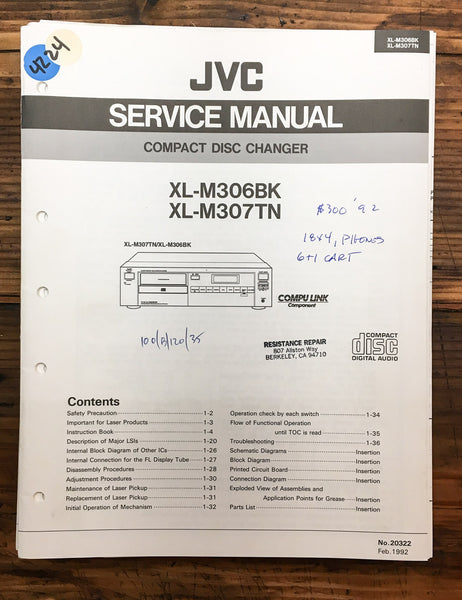 JVC XL-M306 BK -M306TN CD Player  Service Manual *Original*