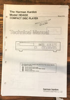 Harman Kardon HD400 HD-400 CD Player  Service Manual *Original*