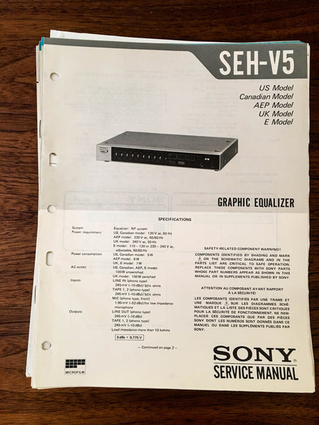 Sony SEH-V5 Equalizer Service Manual *Original*