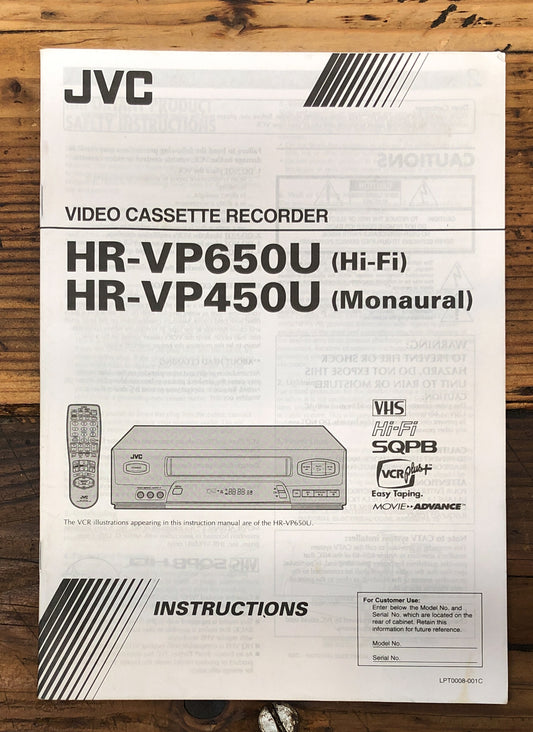 JVC HR-VP650U HR-VP450U VCR  Owner / User Manual *Original*