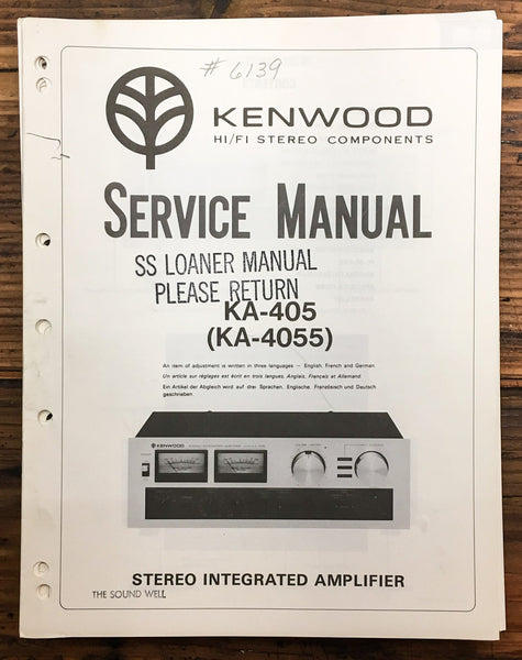 Kenwood KA-405 KA-4055 Amplifier  Service Manual *Original*