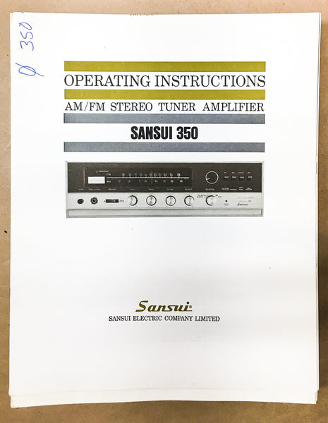 Sansui Model 350 Receiver Owners / Operating Manual *Original*