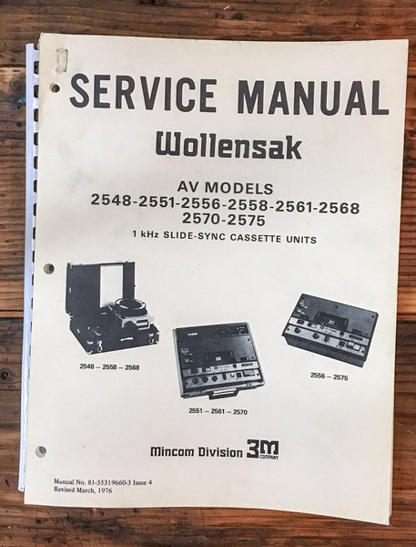 Wollensak 2548 2551 2556  2561 2568 2570 2575 Cassette  Service Manual *Orig #3