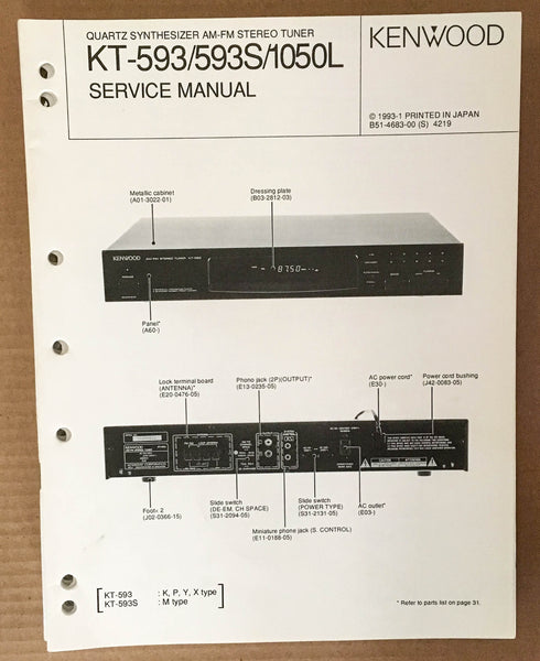Kenwood KT-593 593S 1050L Tuner Service Manual *Original*