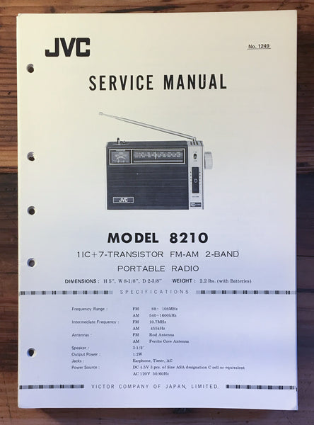 JVC Model 8210 Radio Service Manual *Original*