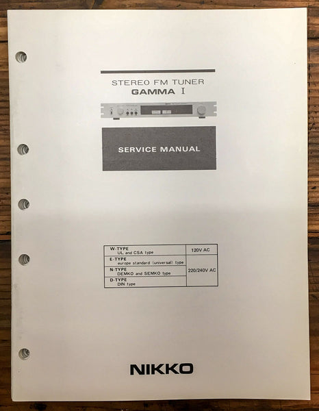 Nikko Gamma I / 1 Tuner  Service Manual *Original*