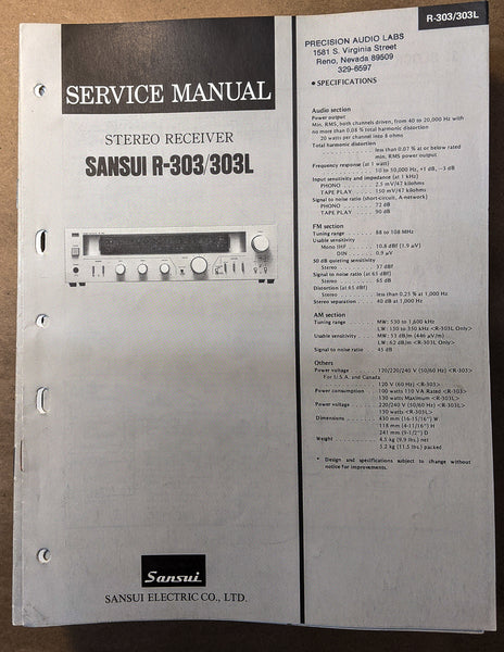 Sansui R-303 R-303L Receiver Service Manual *Original*
