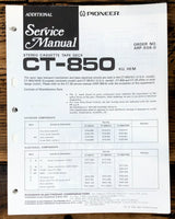 Pioneer CT-850 Cassette Add. Service Manual *Original*