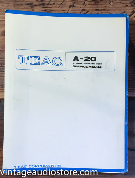 Teac A-20 Cassette  Service Manual *Original*