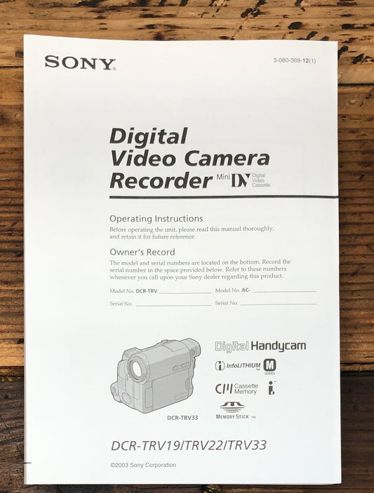 Sony DCR-TRV19 DCR-TRV22 DCR-TRV33 Video Camera  Owners / User Manual *Orig*