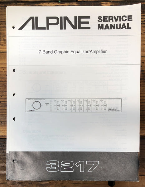 Alpine Model 3217 Equalizer  Service Manual *Original*