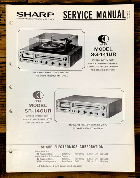 Sharp SG-141UR Radio / Stereo System Service Manual *Original*