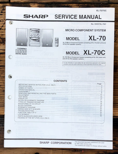 Sharp XL-70 XL-70C Stereo Service Manual *Original*