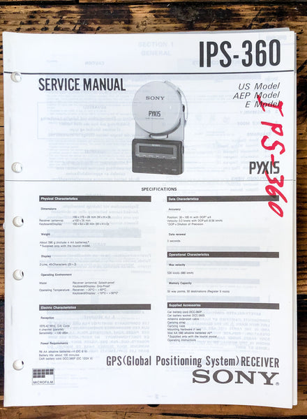 Sony IPS-360 GPS Receiver  Service Manual *Original*