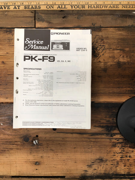 Pioneer PK-F9 Cassette Service Manual *Original*