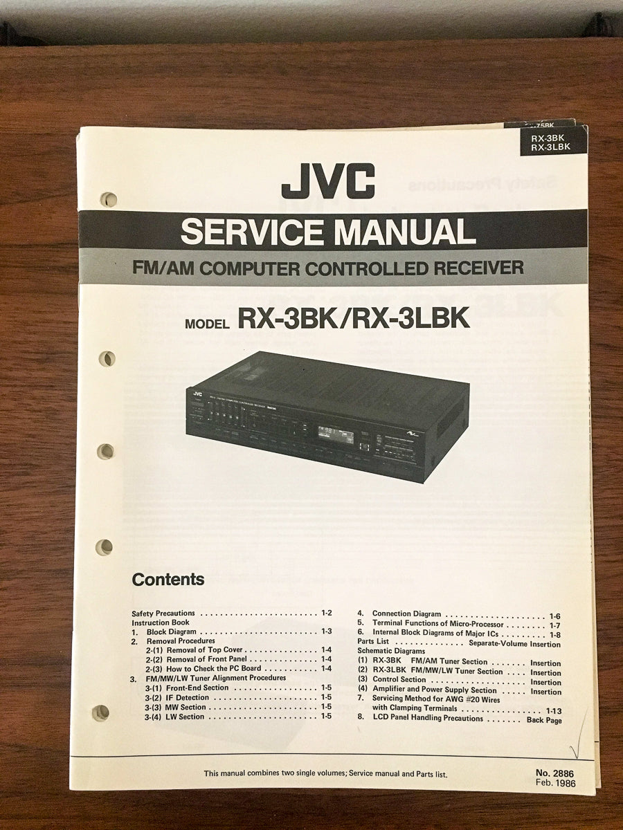 JVC RX-3 RX-3BK RX-3LBK Receiver Service Manual *Original*