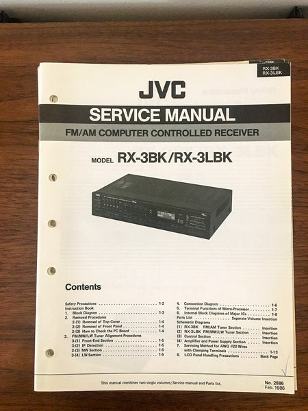 JVC RX-3 RX-3BK RX-3LBK Receiver Service Manual *Original*