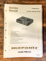 Marantz PMD-222 PMD222 Cassette Service Manual *Original*