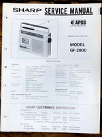 Sharp GF-2800 Radio / Boombox  Service Manual *Original*