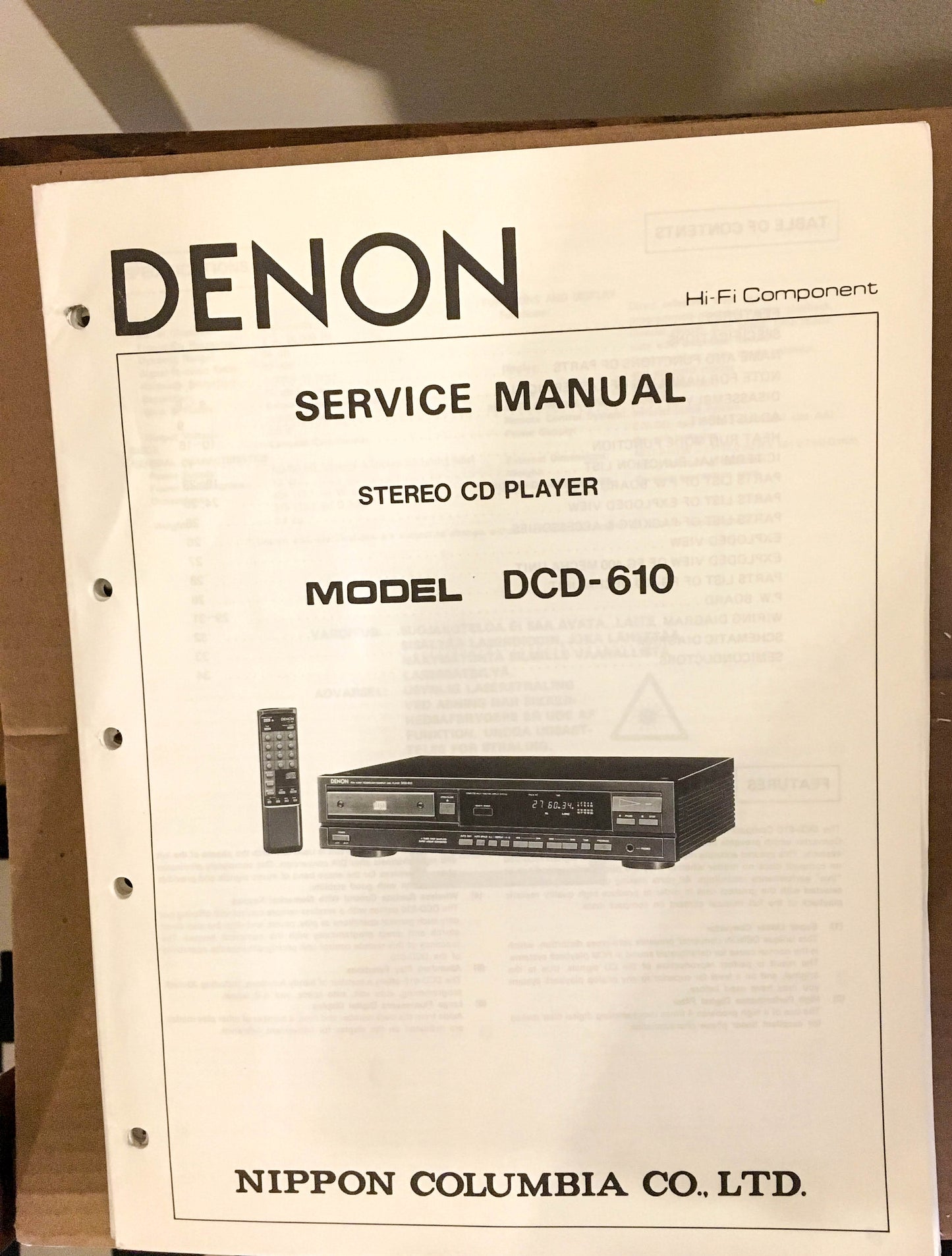 Denon DCD-610 CD Player Service Manual *Original*