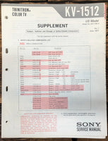 Sony KV-1512 TV Supp Service Manual *Original*