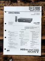 Sony EV-S7000 Hi8 VCR  Service Manual *Original*