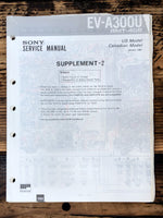 Sony EV-A300U Video 8 VCR Supp. 2 Service Manual *Original*