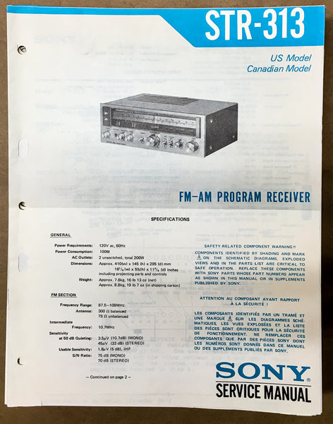 Sony STR-313 Receiver Service Manual *Original*