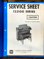 Hammond Organ 123100 Series   Service Manual *Original*