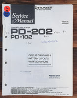 Pioneer PD-202 PD-102 CD Player 1 Service Manual *Original*