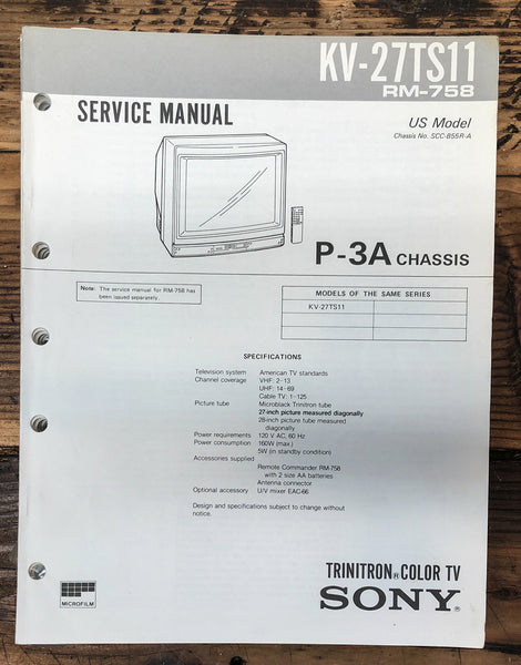 Sony KV-27TS11 TV  Service Manual *Original*