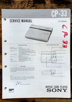 Sony CP-33 Card Player  Service Manual *Original*