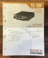 Sony TC-26F Tape Player Service Manual *Original*