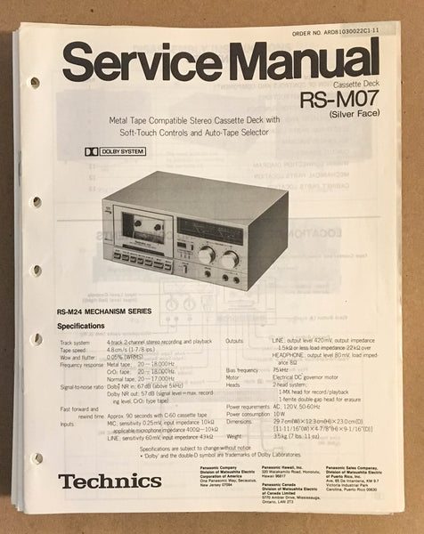 Technics / Panasonic RS-M07   Service Manual *Original*