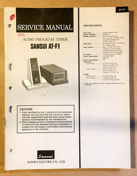 Sansui AT-F1 Program Timer Service Manual *Original*