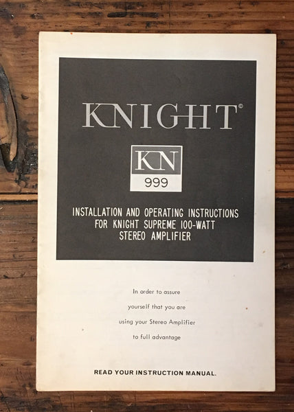 Knight KN 999 Amplifier Service Manual *Original*