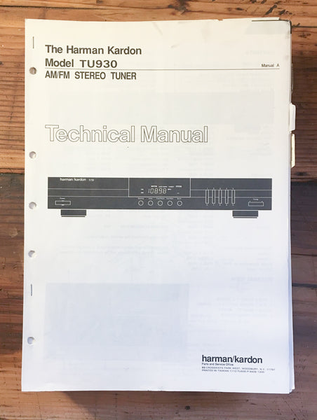 Harman Kardon HK TU930 TU-930 Tuner Service Manual *Original*