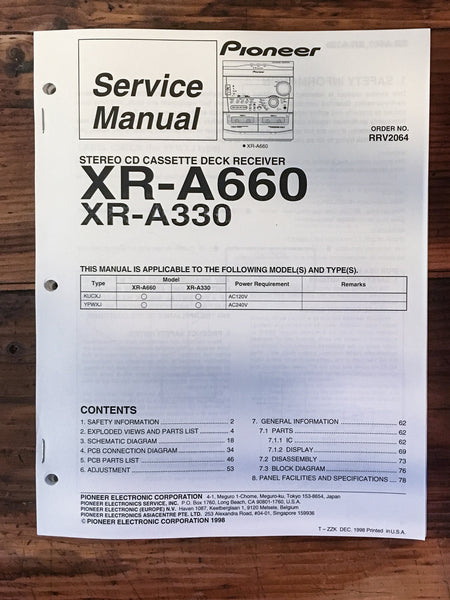 Pioneer XR-A660 XR-A330 Receiver Service Manual *Original*