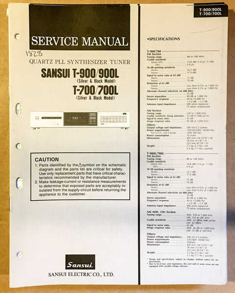 Sansui T-900 T-700 Tuner Service Manual *Original*