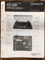 Kenwood KD-26R Record Player / Turntable  Service Manual *Original*