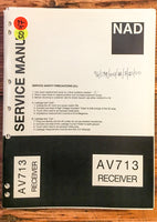 NAD AV713AV 713 Receiver  Service Manual *Original*