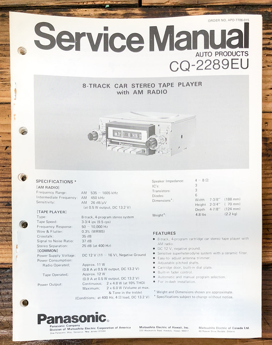 Car Stereo Service Manual *Original* – Vintage Audio Store - Vintage ...