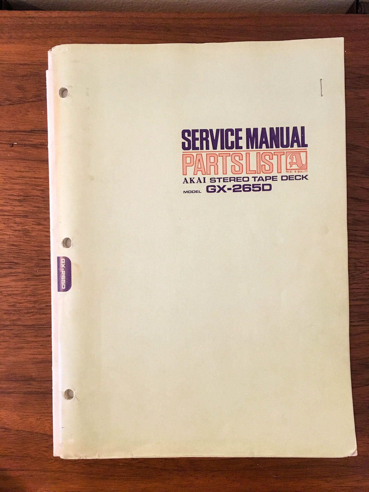 Akai GX-265D Reel Tape Player Service Manual *Original*
