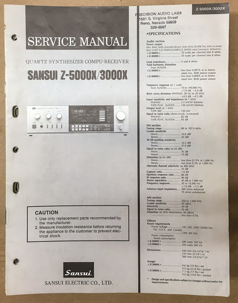 Sansui Z-5000X Z-3000X Receiver Service Manual *Original*
