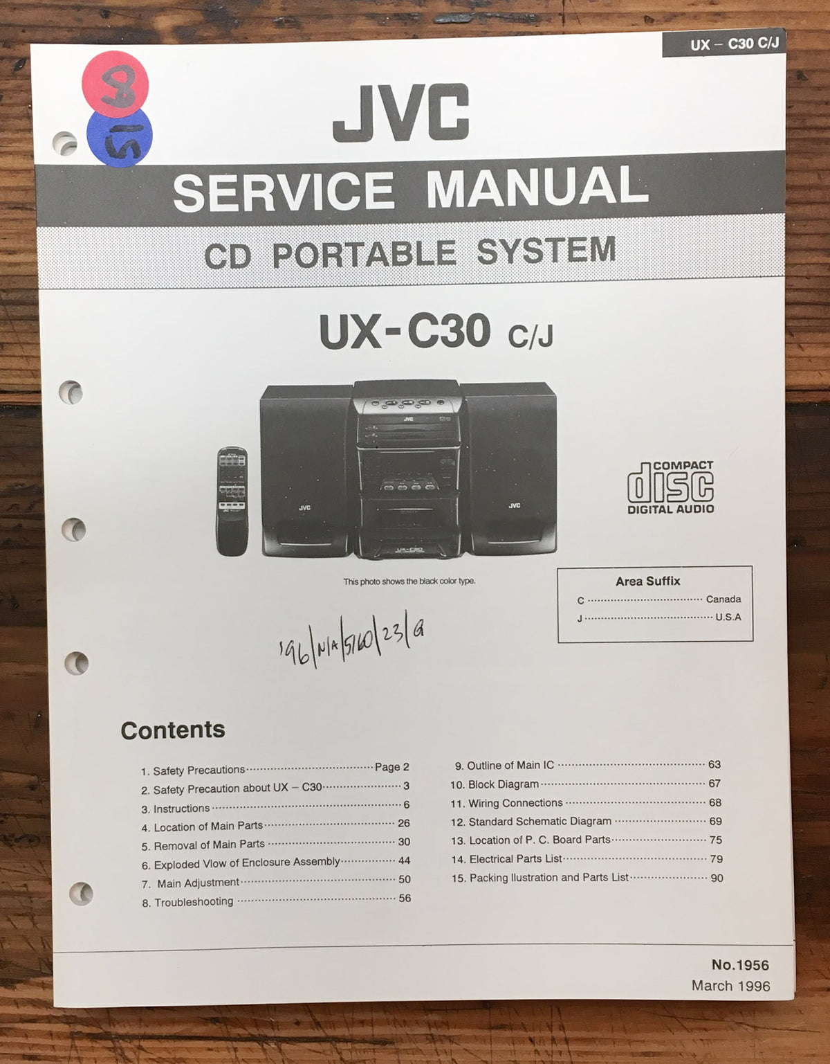 JVC UX-C30 Stereo  Service Manual *Original*