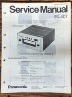 Panasonic RS-807 8 Track Tape  Service Manual *Original*