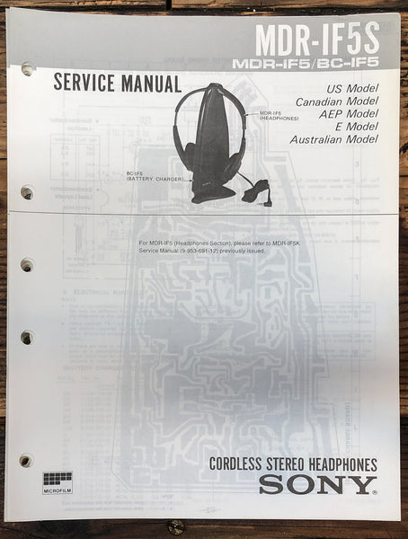 Sony MDR-IF5S Headphones  Service Manual *Original*