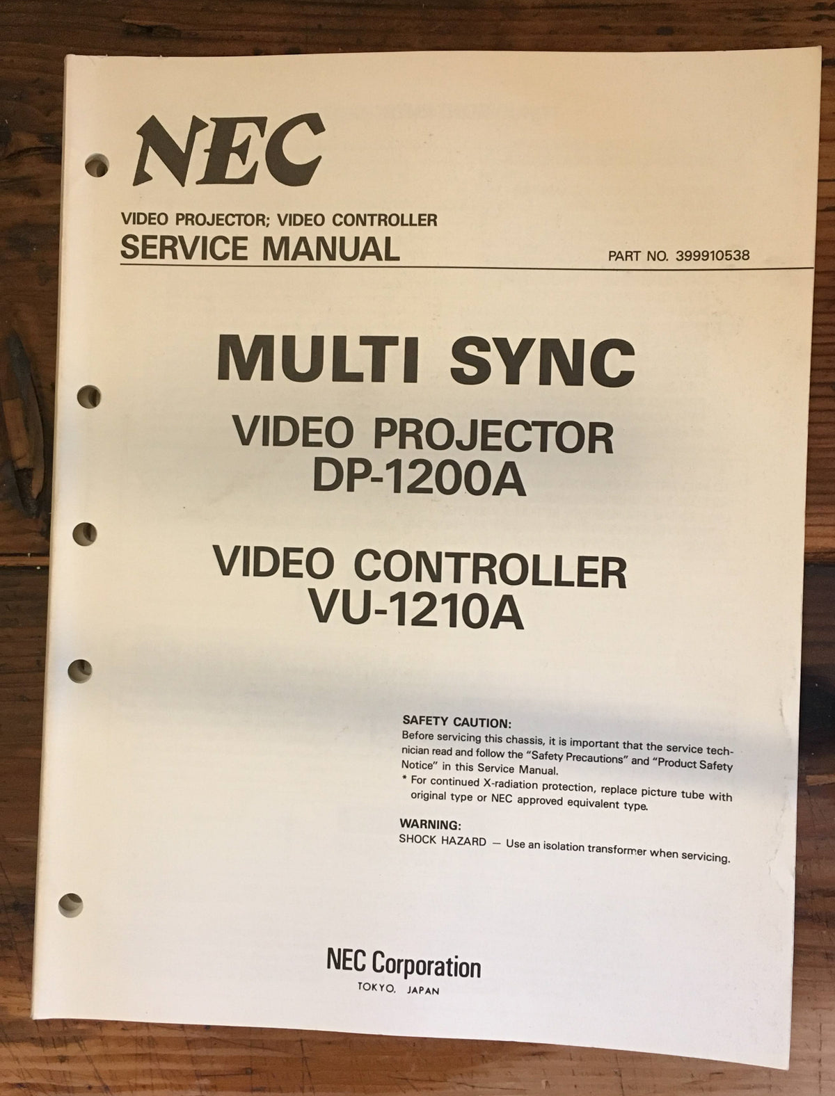 NEC DP-1200A VU-1210A Projector & Controller Service Manual *Original*