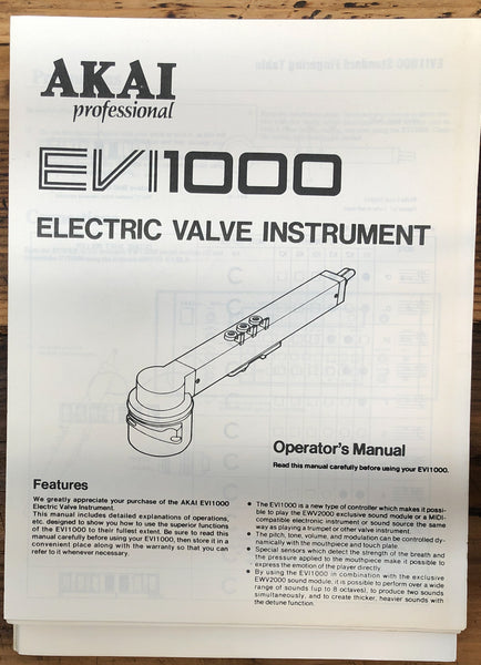 Akai EVI1000 EVI 1000 Instrument  Owner / User Manual *Original*